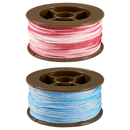 2 Rolls 2 Colors Segment Dyed Round Polyester Twisted Cords OCOR-TA0003-59D-1