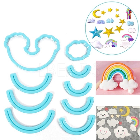 9Pcs Plastic Rainbow & Cloud Fondant Cutter Set DIY-K032-19-1