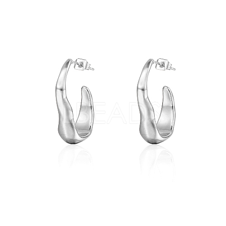 Non-Tarnish 304 Stainless Steel Twist Oval Stud Earrings IT7709-2-1