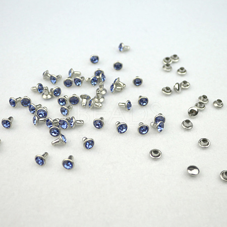 Brass Rhinestone Rivets KK-WH0035-12D-1