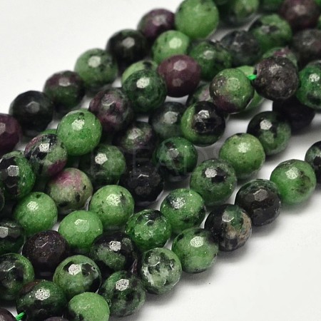 Faceted Round Natural Ruby in Zoisite Bead Strands G-F289-11-5mm-1