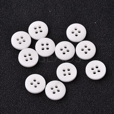Frosted Flat Round Resin Sewing Buttons BUTT-F059-28L-01-1