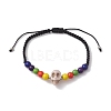 6mm Round Dyed Synthetic Turquoise Braided Bead Bracelets BJEW-JB10334-3