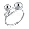 Rhodium Plated 925 Sterling Silver Double Balls Cuff Ring for Women JR911A-1
