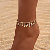 Fashionable Brass Metal Leaf Tassel Anklets for Women GV6429-3