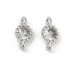 Brass Cubic Zirconia Flat Round Connector Charms KK-H204-02P-04-1