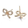 Brass Micro Pave Clear Cubic Zirconia Stud Earring Findings KK-Q764-037-2