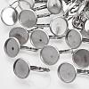 Flat Round Tray Smooth Surface 304 Stainless Steel Leverback Earring Findings STAS-R065-66-1