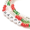 3Pcs 3 Style Glass Seed Stretch Bracelets Set with Word Happy Acrylic Beads for Women BJEW-JB08202-5
