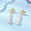 Natural Mixed Stone Bowknot with Round Dangle Stud Earrings EJEW-JE06780-6