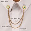 304 Stainless Steel Pave Dyed Synthetic Turquoise Hanging Chain Brooch JEWB-S021-04G-03-1