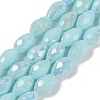 Opaque Solid Color Electroplate Glass Beads Strands EGLA-N013-P4mm-B11-1