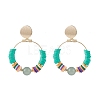Natural Green Aventurine & Polymer Clay Beaded Big Ring Dangle Stud Earrings EJEW-TA00075-05-1