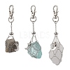 3Pcs Moon & Star Brass Cable Chains Macrame Pouch Empty Stone Holder Pendant Decorations KK-CJA6FD-P-2