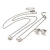 Flat Round Plastic Imitation Pearl Pendant Necklaces & Bracelets & Stud Earrings Sets SJEW-C004-02P-1