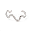 Non-Tarnish 304 Stainless Steel Textured Wavy Open Cuff Bangles for Women BJEW-C065-01P-2