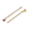 Ion Plating(IP) 316 Surgical Stainless Steel Curb Chain Extender with Natural Rhodonite Round Charm STAS-A097-01G-08-2