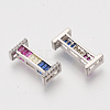 Brass Cubic Zirconia Slide Charms ZIRC-S063-01I-P-2