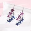430 Stainless Steel Starfish Dangle Earrings EJEW-A137-11P-01-2