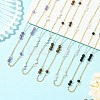 5MM Round Natural Mixed Stone Beads Brass Cable Chain Necklaces for Women NJEW-JN06378-1