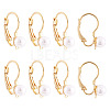 10Pcs Round Brass & ABS Imitation Pearl Leverback Earring Findings KK-TADJ0001-17-2