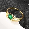 Mother's Day Brass Pave Cubic Zirconia Cuff Open Rings CU-CBACDF6-06G-02-2