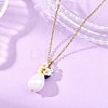 Electroplate Shell Pearl Flower Teardrop Pendant 304 Stainless Steel Cable Chain Necklaces for Women NJEW-JN06193-1