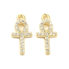 Cross Shape Rack Plating Brass Micro Pave Cubic Zirconia Pendants Charms KK-S396-07D-1