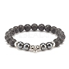 Natural Lava Rock & Synthetic Hematite Stretch Bracelet with Alloy Tube Beaded BJEW-JB08319-02-1