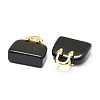 Natural Obsidian Brass Pendants KK-E274-01G-07-2