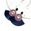 Bohemian Style Acrylic & Polyester Fan Tassel Stud Earrings FS-WGB5BEF-11-2