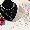 2 Sets 2 Styles Zinc Alloy Star Pendant Layered Necklaces for Women NJEW-SC0001-52-3