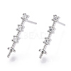925 Sterling Silver Stud Earring Findings Micro Pave Cubic Zirconia STER-T007-19P-3