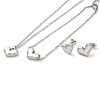Heart 304 Stainless Steel Pendant Necklaces & Bracelets & Stud Earrings Sets for Women SJEW-C004-01P-2