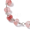 Rondelle Cherry Quartz Glass Links Bracelets & Necklaces Sets SJEW-JS01295-01-5