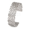 Non-Tarnish 304 Stainless Steel Hollow Leaf Open Cuff Bangles for Women BJEW-K241-03D-P-1