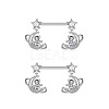 304 Stainless Steel Cubic Zirconia Moon Bear Dangle Nipple Barbells WG20A72-08-1