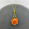 Natural Red Jasper Nuggets Macrame Pouch Pendant 201 Stainless Steel Chain Necklaces FS-WG7A779-15-1