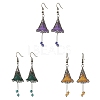 3 Pairs 3 Colors Glass & Acrylic Flower Dangle Earrings EJEW-TA00409-1