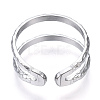 304 Stainless Steel Double Line Open Cuff Ring RJEW-N040-20-3