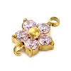 304 Stainless Steel Micro Pave Cubic Zirconia Flower Connector Charms STAS-U042-01G-01-2
