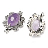 Natural Amethyst Faceted Oval Connector Charms G-G181-06P-04-2