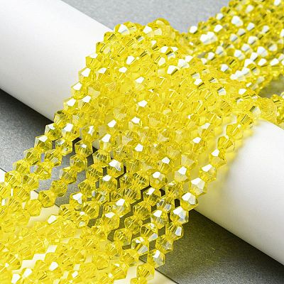 Transparent Electroplate Glass Beads Strands GLAA-F029-4mm-C21-1