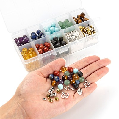 280Pcs 8 Styles 8mm Gemstone Beads Chakra Yoga Healing Stone Kits G-LS0001-02B-1