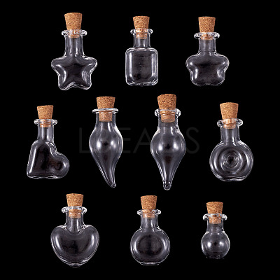 10Pcs 10 Styles Mini High Borosilicate Glass Bottle Bead Containers BOTT-TA0001-01-1