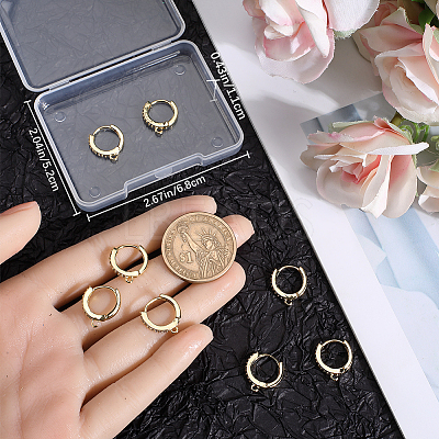12Pcs Brass Micro Pave Clear Cubic Zirconia Huggie Hoop Earring Findings EJEW-BBC0001-25G-1