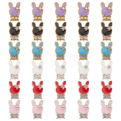 30Pcs 6 Colors Alloy Clear Rhinestone Cabochons FIND-OC0001-67-1