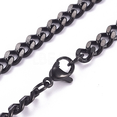 Men's 304 Stainless Steel Cuban Link Chain Necklaces X-NJEW-G340-07B-1