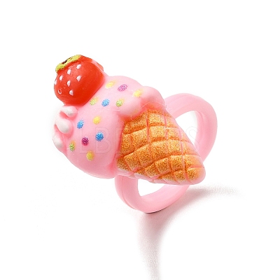 Cartoon Sweetmeats Resin Open Cuff Ring for Kids RJEW-K239-21-1