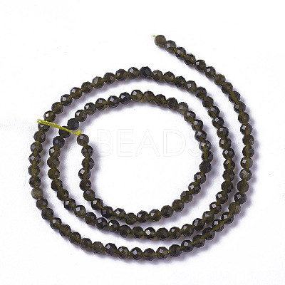 Natural Golden Sheen Obsidian Beads Strands G-F596-17-3mm-1
